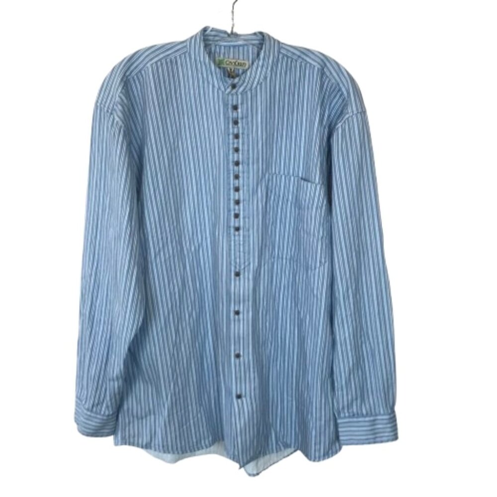 NWT Civilian Mens Size Medium Blue Irish Grandfather Button Front Shirt NEW